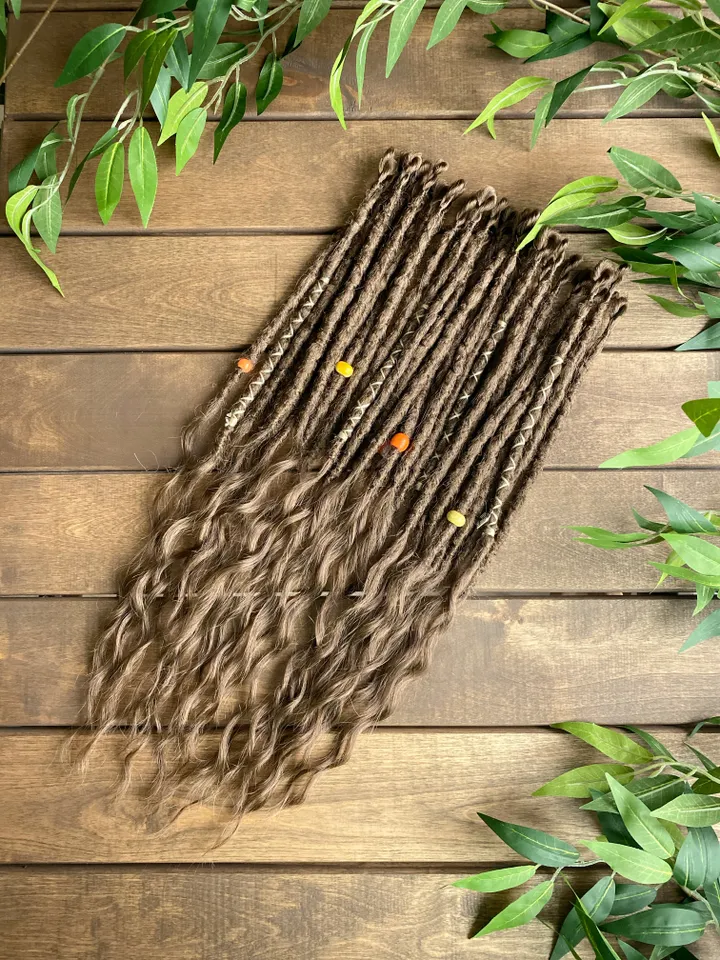 Brown synthetic crochet curly Se dreads ready to ship