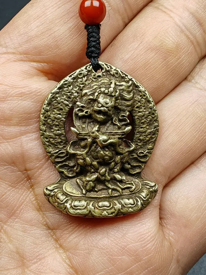 Gandhanra Antique Tibetan Buddhism Amulet Pendant,Panjaranata Mahakala,80 Years Old