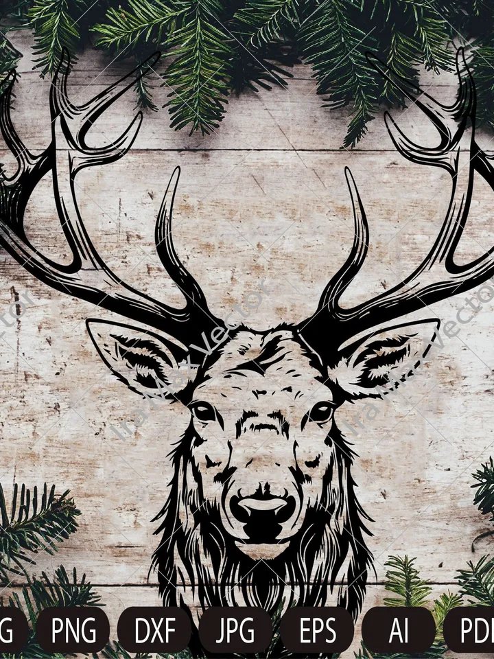 Deer Svg, Elk svg, Deer Head Svg, Deer face, Deer Hunting Svg , Hunting Svg Files, Animals Svg , Deer Silhouette , Deer Clipart, Deer Vector