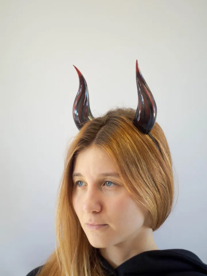 Small Devil Horns, Lightweight 3d Printed Headset Accessories, Realistic Fantasy Cosplay Red Demon Horns Headband for Halloween, Photoshoot