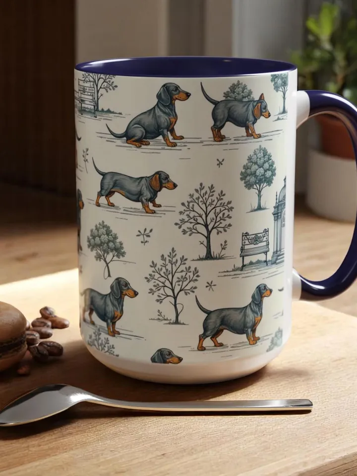 Dachshund Coffee Mug, Cute Dog Design - Ideal Gift for Pet Owners, Dog Lovers, Animal Enthusiasts, Birthdays - 11, 15oz Accent Mug,