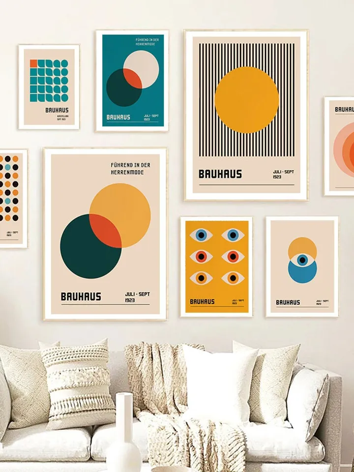 Bauhaus Poster Set of 22, green bauhaus poster, pink bauhaus poster, bauhaus print art, black bauhaus poster, Bauhaus Exhibition, digital