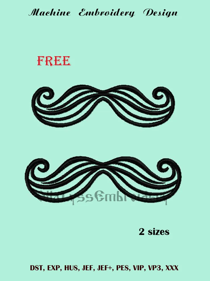 Mustache free embroidery design
