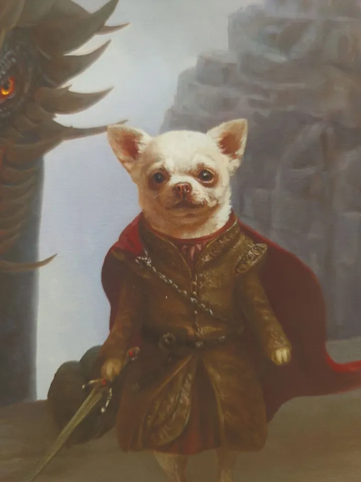 print of oil painting chihuahua "Mather of Dragon"
