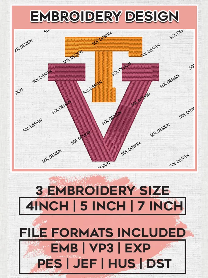 NCAA VT Hokies Team Logo embroidery designs, NCAA Virginia Tech Hokies Logo Machine embroidery designs, NCAA Team Logo embroidery designs, NCAA Game Day Machine embroidery designs, Digital Download