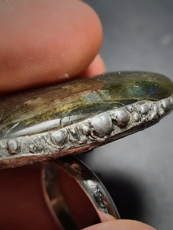Labrodarite ring Big Massive Ring Luminous Ring Rainbow Ring