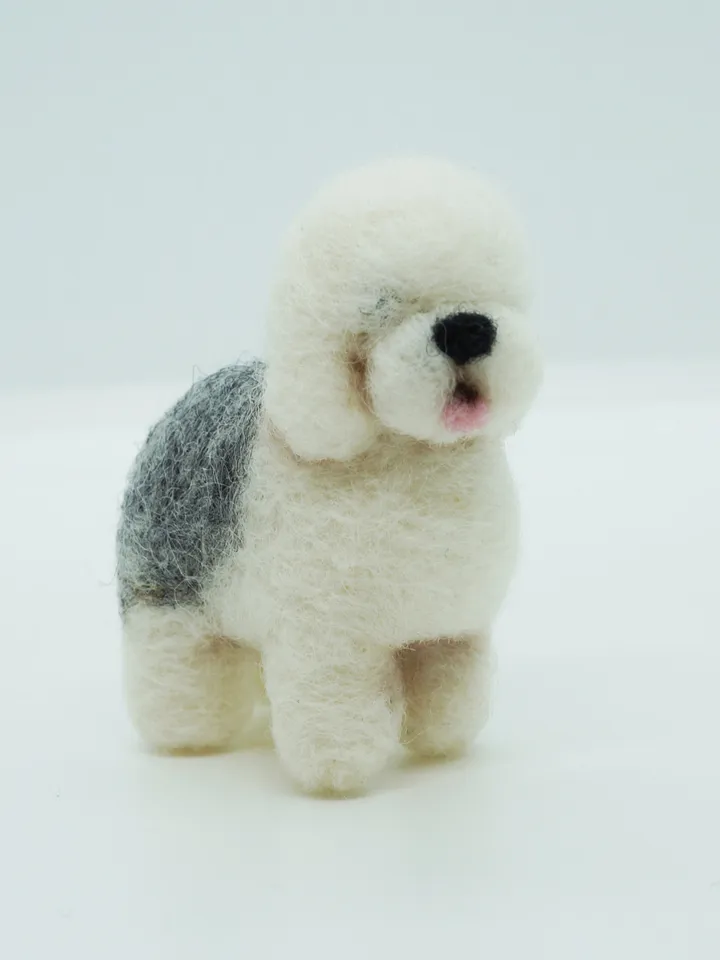 Miniature old English sheepdog, needle felted dog, pet portrait, made to order