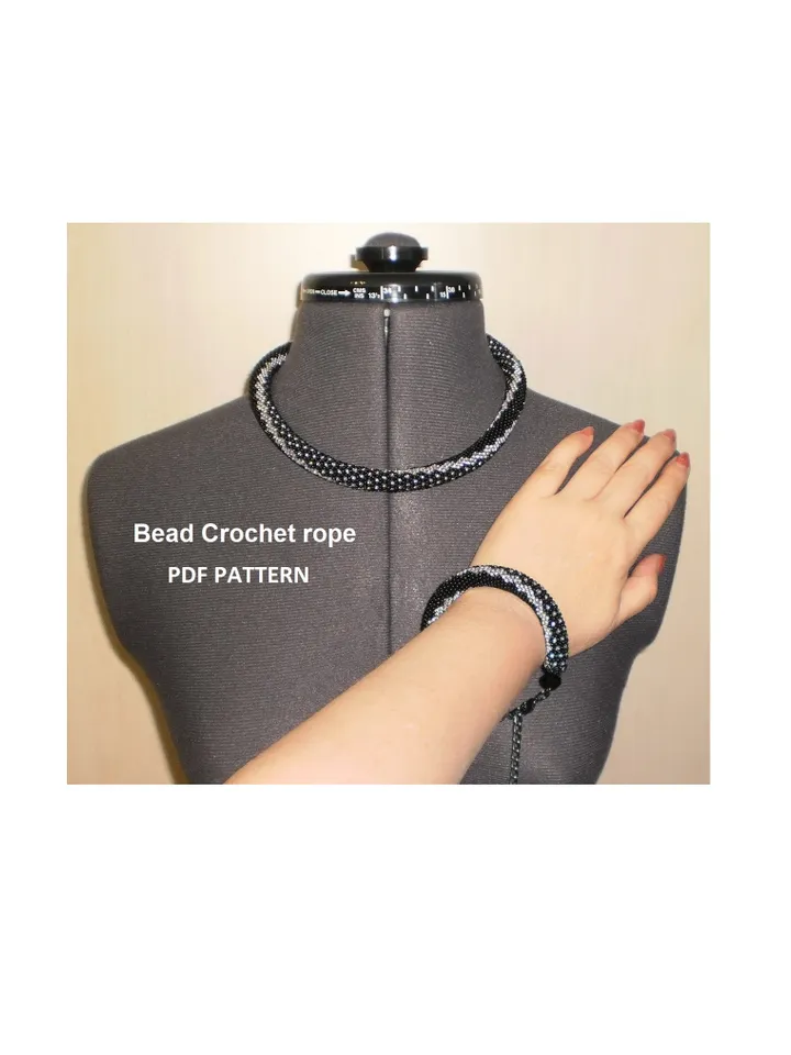 Bead crochet rope pattern for beading necklace and bracelet, DIY, Instant Download, PDF fail