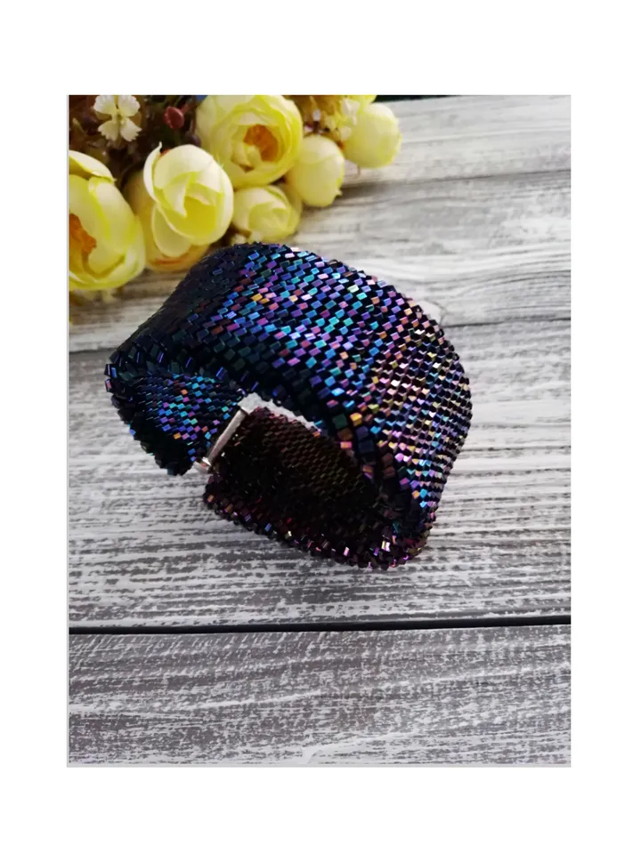 Seed Bead Crochet Bracelet , Multicolored Decoration Bead Bracelet
