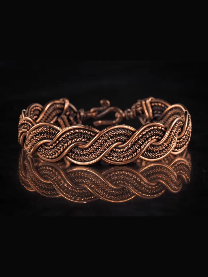 Woven copper wire bracelet Antique style handcrafted copper jewelry Unique gift