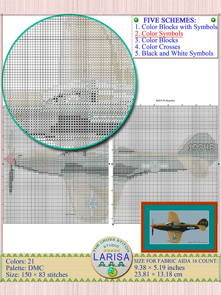 Airacobra Cross Stitch Pattern | World War II Fighter Aircraft