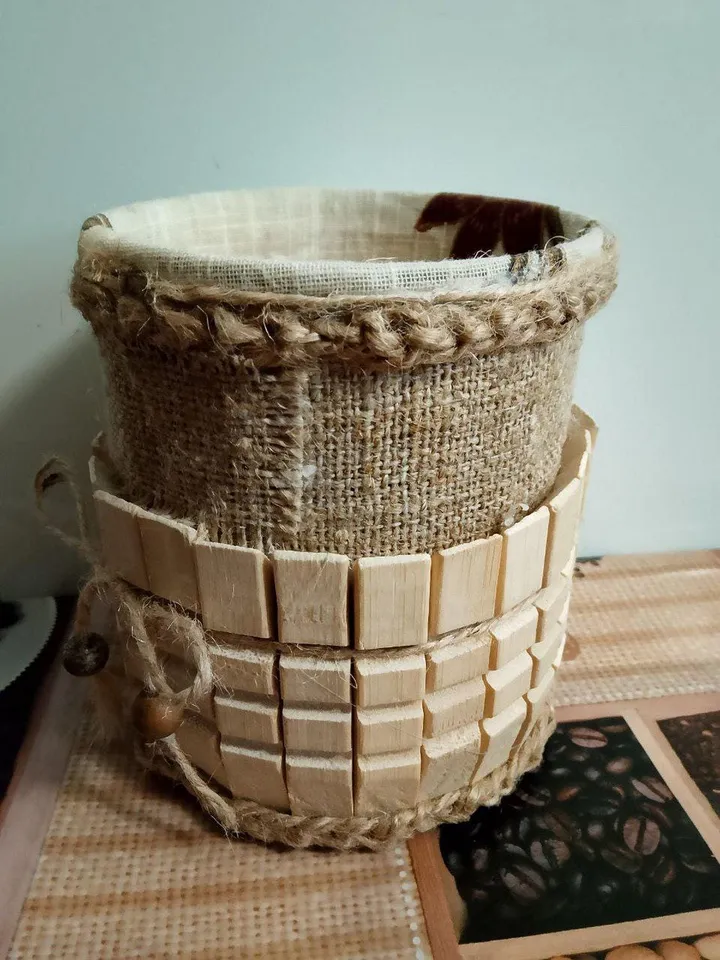 Handmade Wicker Baskets for Stylish home decor, Storage flower pot wooden jute planter pot decorative plant, kitchen accessory