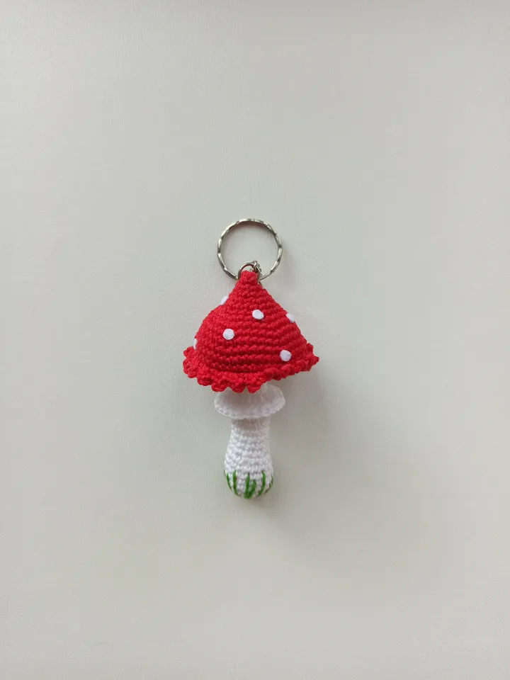 Crochet keychain mushroom, crochet car hanging