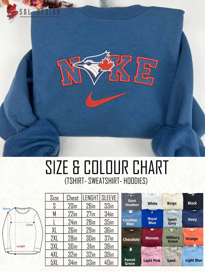 Ni.kee Toronto Blue Jays Team Embroidered Sweatshirt, MLB Jays Team Embroidered T Shirt, MLB Team Embroidered Sweater, MLB Toronto Blue Jays Shirt, Baseball Team Embroidered Hoodie