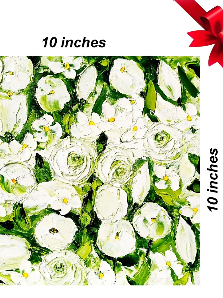 Tulips Painting Roses Original Oil Art Impasto Oil Painting Flowers Paintings Meadow Artwork 10 by 10  by ArtProkopaloSv