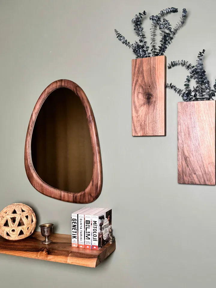 White Oak Mirror, Walnut Framed Mirror, Mid Century Mirror, Organic Mirror, Wood Framed Mirror