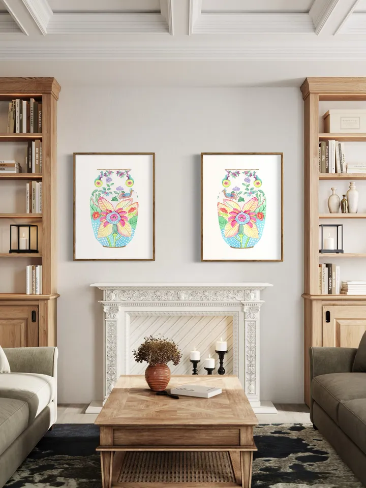 Watercolor Ginger Jar Prints Set Of 2 Chinoiserie Wall Art Print Oriental Vase Vintage Chinoiserie Asian Art Print Art For Living Room Art