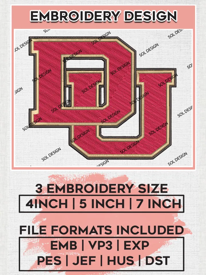 Denver Pioneers Logo Machine Embroidery Design, NCAA Denver Pioneers Embroidery Design Design files, NCAA Embroidery Designs, NCAA Machine Embroidery Designs, Digital Download