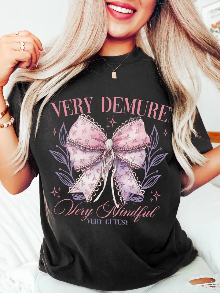 Very Demure PNG, Demure png, Social Club, Very Mindful png, Pink Bow png, Viral shirt, Preppy png, Trendy png, Very Cutesy png, Girly Design