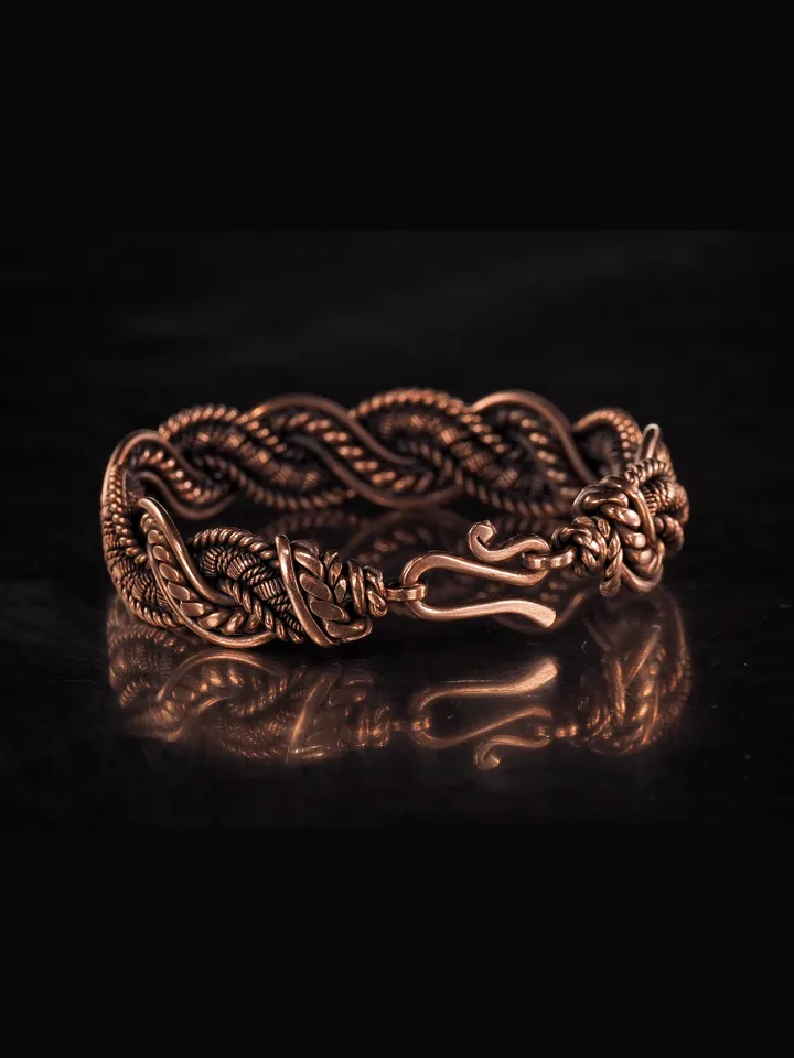 Copper wire wrapped bracelet for woman 7th Anniversary gift Small size bracelet