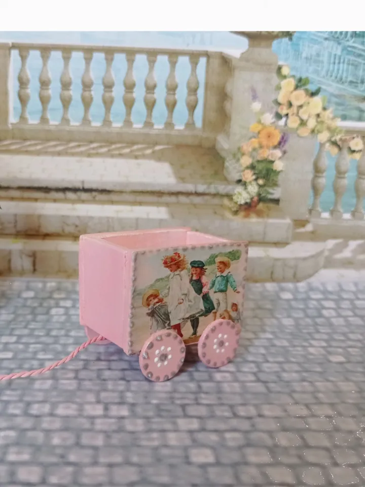 Trolley for dollhouse. Doll toy.