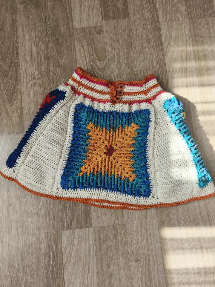 Handmade Crochet Granny Square Skirt - Boho Style Fashion