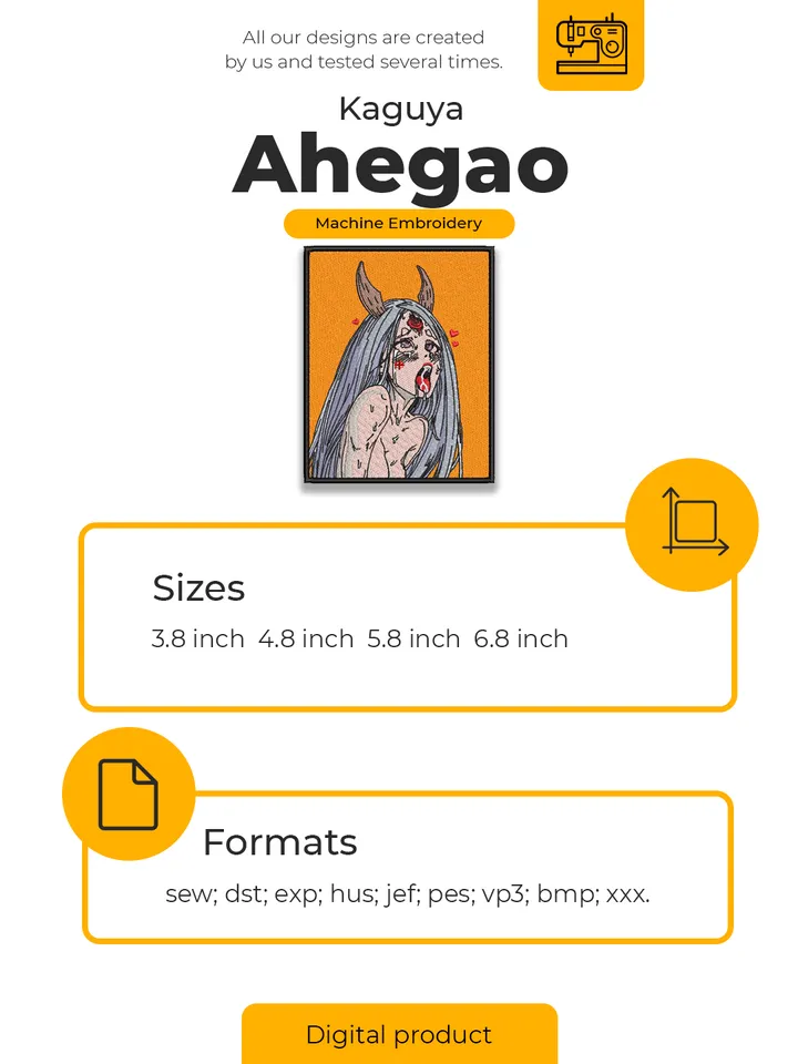Kaguya Ahegao Embroidery Design File/ Naruto Anime Embroidery Design/ Machine Design. Swoosh