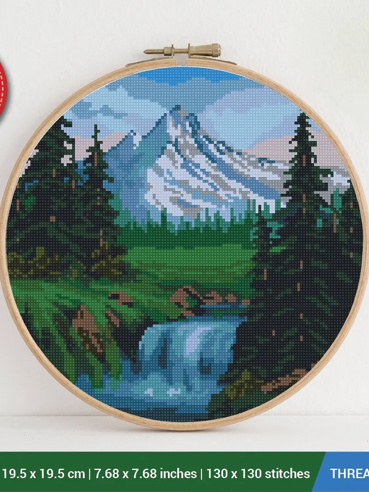 Nature Mountain Cross stitch pattern | Embroidery Pattern | Instant Download | Embroidery Designs