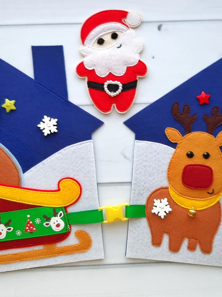 Christmas Quiet Book Pattern pdf, Felt book pattern, Santa Claus pattern, Baby activity book svg, Sensory book kids, felt sewing pattern