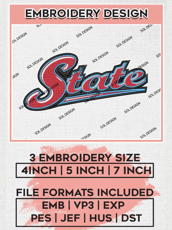 Delaware State College Football Team Writing Logo embroidery designs, NCAA Delaware State Hornets Logo Machine embroidery designs, NCAA Team Logo embroidery designs, NCAA Game Day Machine embroidery designs, Digital Download