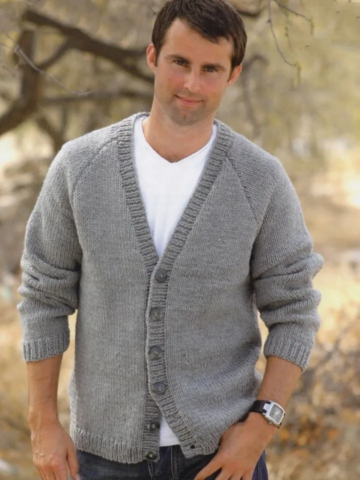 Knitting cardigan mens , easy knit cardigan , knitting pattern mens pdf mens chunky jacket