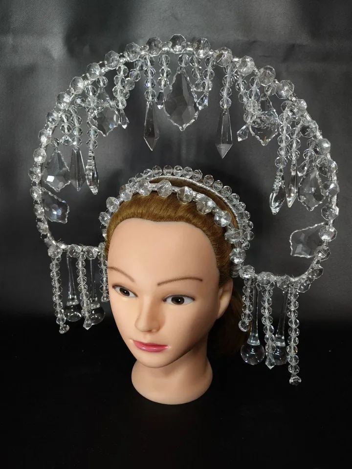 tiara, halo crown, crystal crown, moon child, gothic headdress, burning man, crystal halo crown, silver crown, wedding crown, bridal crown