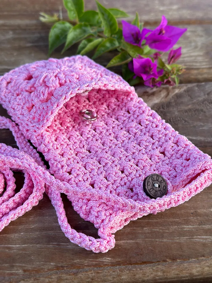 Crochet crossbody bag pattern, cell phone pouch, crochet mini purse, mobile phone case, summer shoulder messenger bag, DIY
