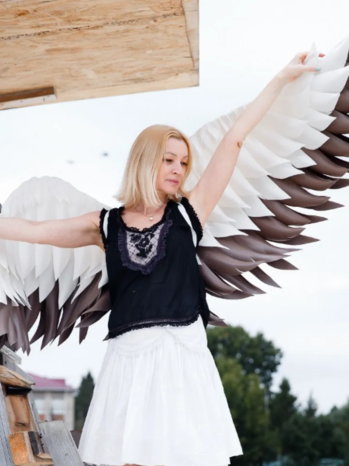 Bridal White Wings costume, Wedding Angel Wings, Cosplay costume, Maternity Pregnancy photoshoot, Stork wings dance