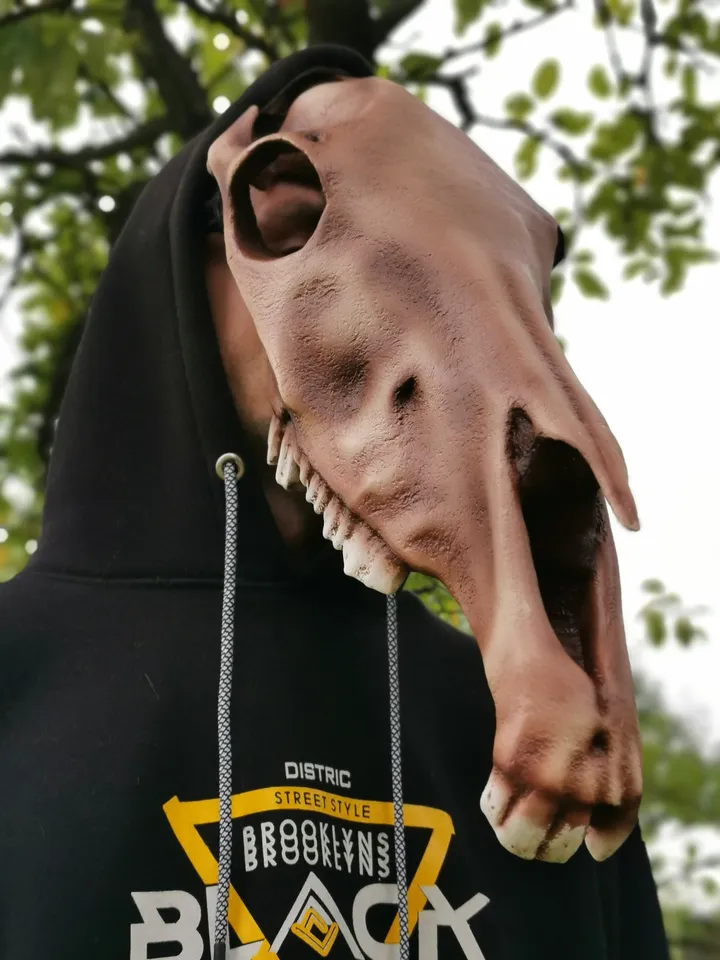 Horse Skull Mask Without Jaw, Horror Mask, Realistic Skull Mask, halloween scary mask, creepy mask, skull costume mask, shamanic mask