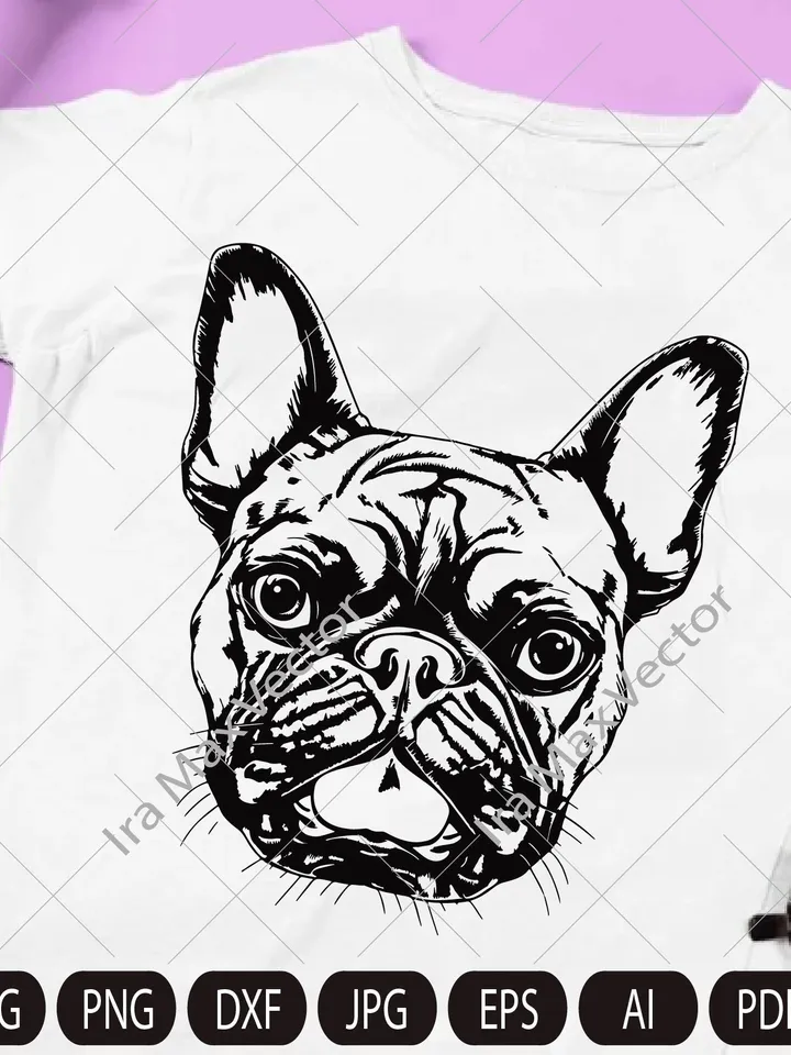 French Bulldog Svg,French Bulldog head,French Bulldog face,Frenchie svg,funny dog clipart,pet face, Bulldog breed ,Frenchie Clipart Print