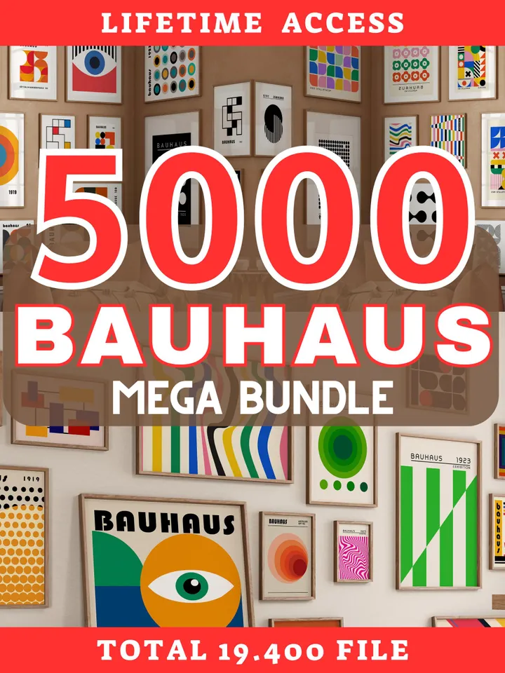 Bauhaus poster set of 5000+ premium printable wall art prints mid century modern minimalist abstract geometric bundle digital print download