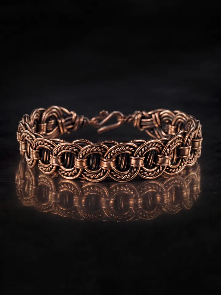 Woven copper wire bracelet Antique style handcrafted copper jewelry Unique gift