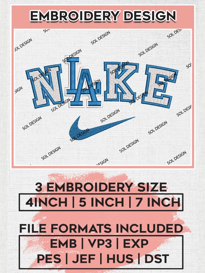Nik.e Los Angeles Dodgers Team Logo Embroidery Design, MLB Team Embroidery files, Los Angeles Dodgers Baseball Team, MLB Dodgers Team, Digital Download