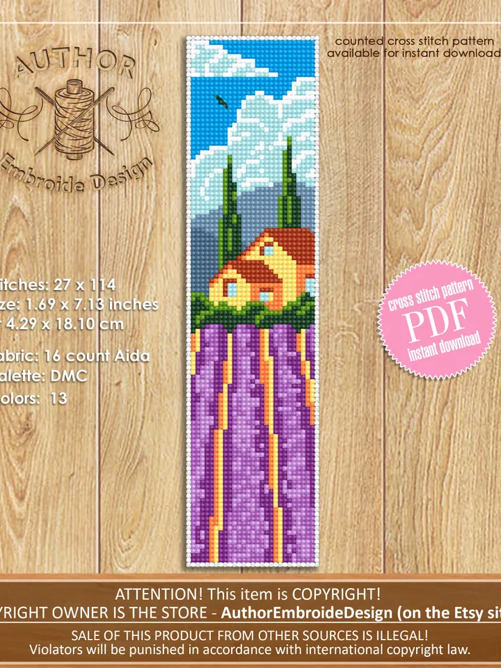 Bookmark cross stitch pattern digital PDF Handmade bookmark nature cross stitch Spring xstitch chart Beginners Cross Stitching #B26