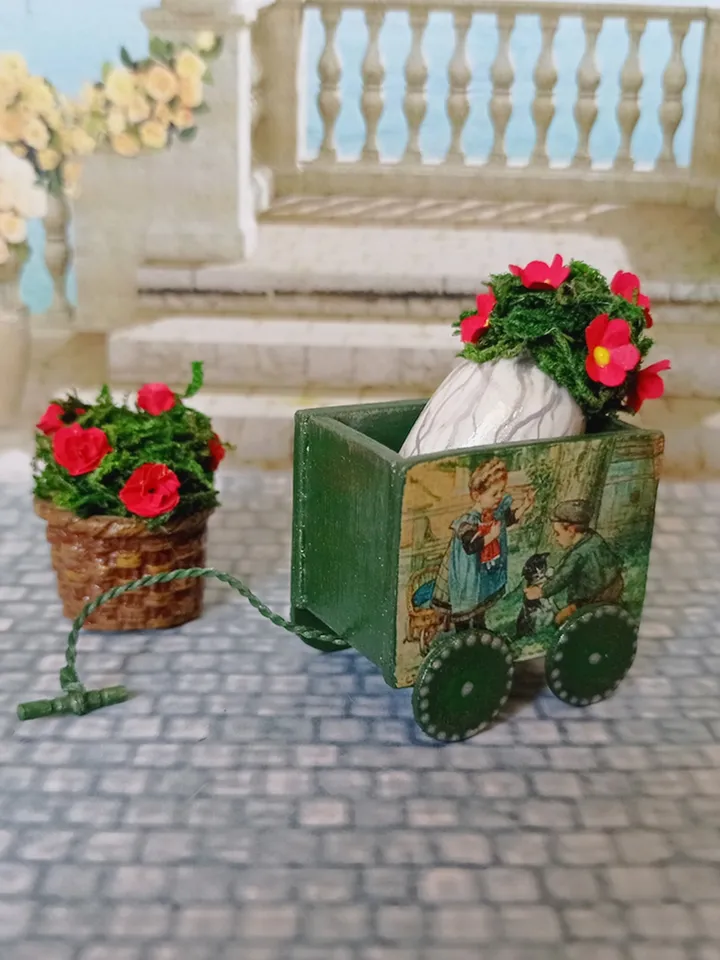 Trolley for dollhouse. Doll toy .1:12 scale.