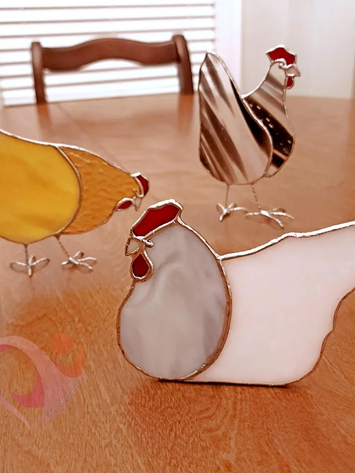 Stained Glass Chicken Suncatcher Cute Sitting Hen Decor Farmhouse Chicken Memorial Gift for Chicken Lovers