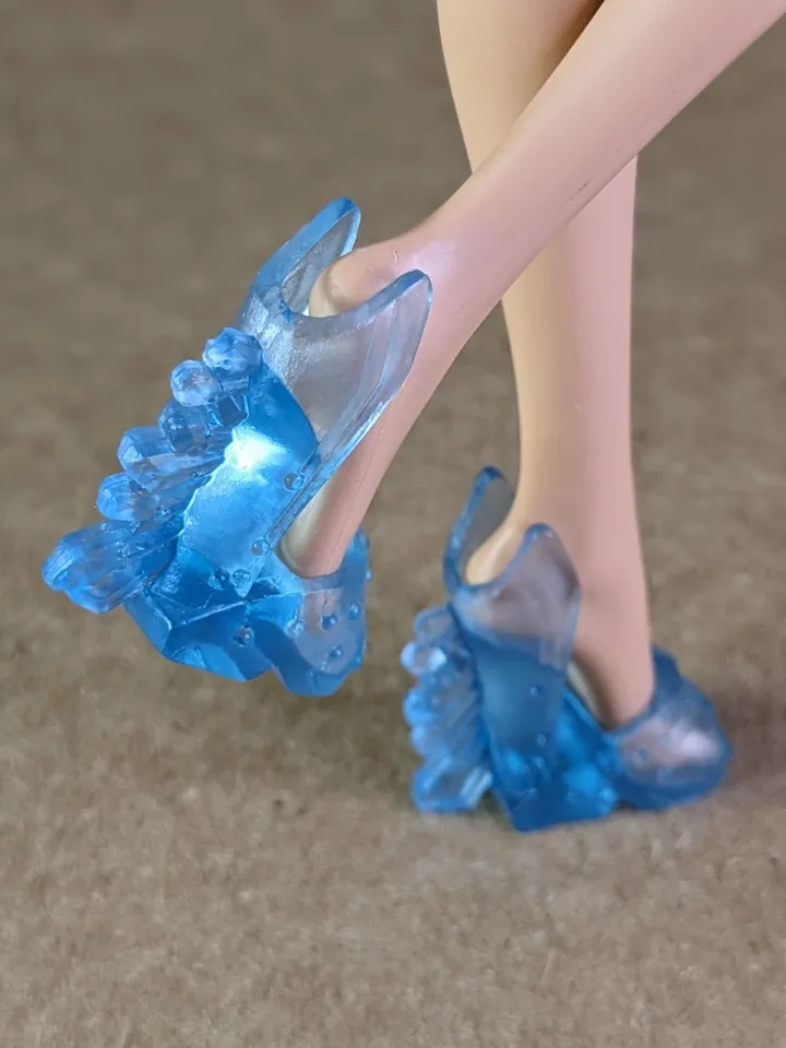 Blue transparent sandals with high heels for 10.5 inch female dolls (MH, EAH)