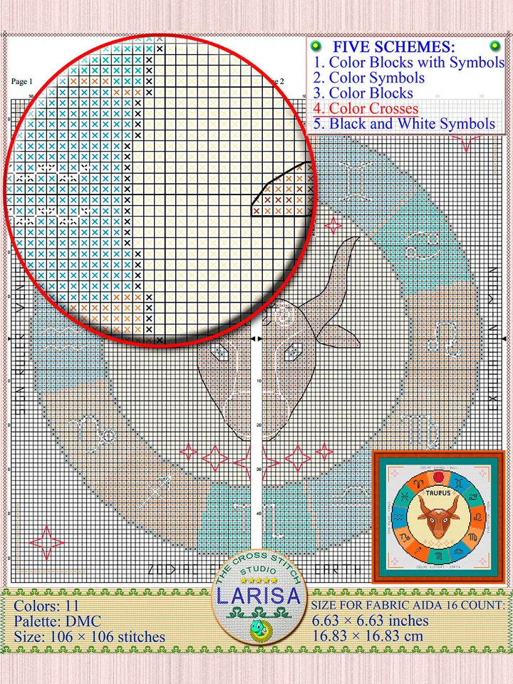 Taurus Cross Stitch Pattern | Taurus Zodiac Sign