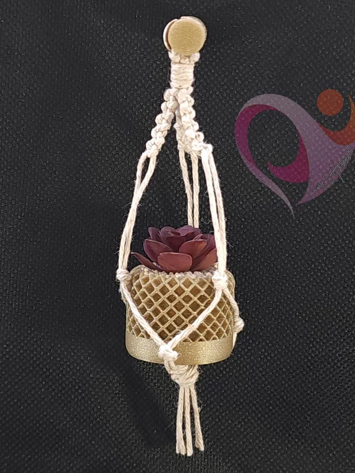 Mini Succulent Refrigerator Magnet Tiny Macrame Succulent Hanging Plant Fridge Magnet for Plant Lover Boho Kitchen Decor Cute Gift Under 10