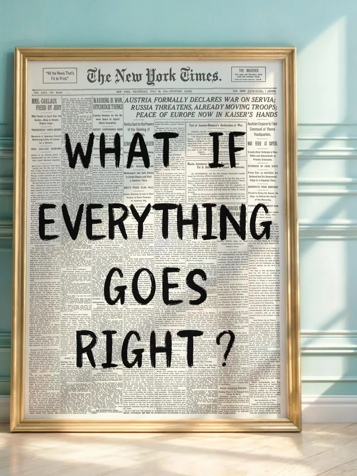 What If everything goes right Retro Newspaper Print, Trendy Wall Art, Typography Poster, Black Aesthetic, Printable Wall Art, Digital Print