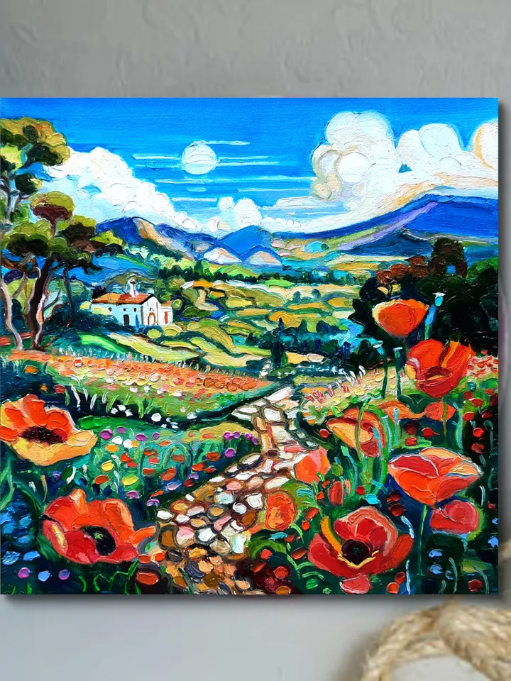 California Poppy Painting Original Oil Artwork 12*12
Flowers Painting Impasto Oil Painting