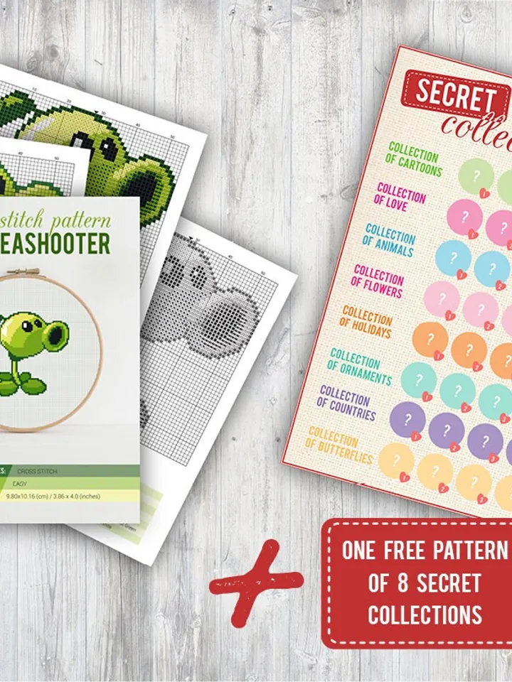 Cross stitch pattern Peashooter Cross stitch pattern Plants vs Zombies PDF Format Instant Download Home decor Modern