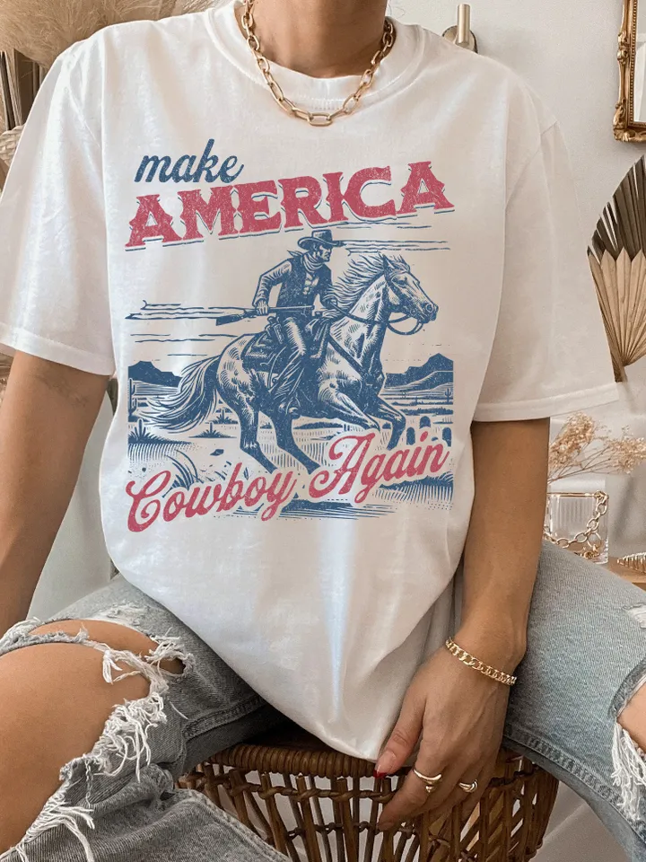 Make America cowboy again PNG, 4th of july png, Western 4th of july png, Independence day png, America png, Western png, Sublimation designs