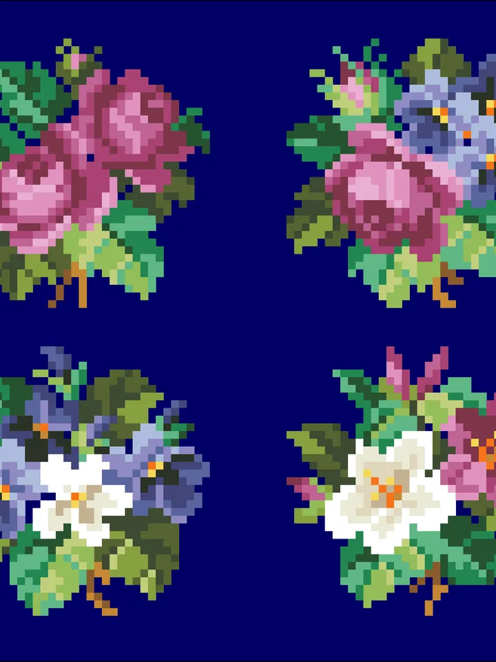 Antique Cross Stitch Pattern Miniature Bouquets Digital Download PDF
